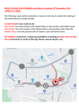 Road Closures & Parking Restrictions Sunday 10 November 2024